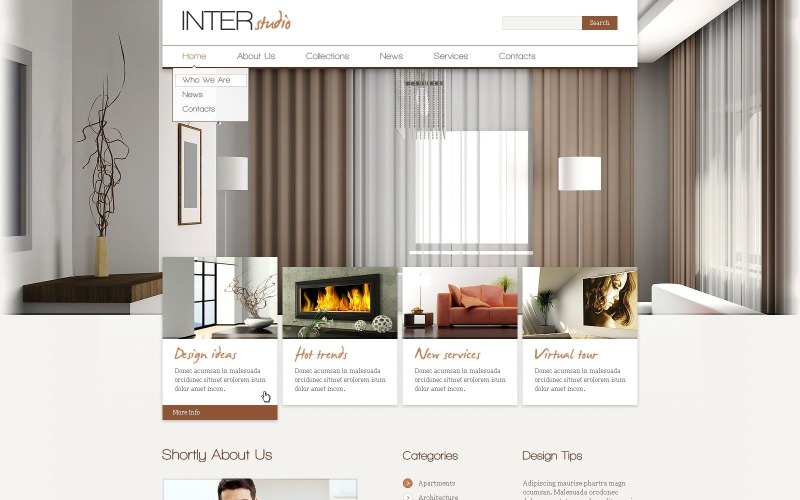 Gratis binnenontwerp WordPress-websitesjabloon