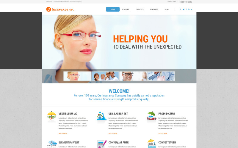 Gratis försäkringstjänster WordPress -tema och webbplatsmall