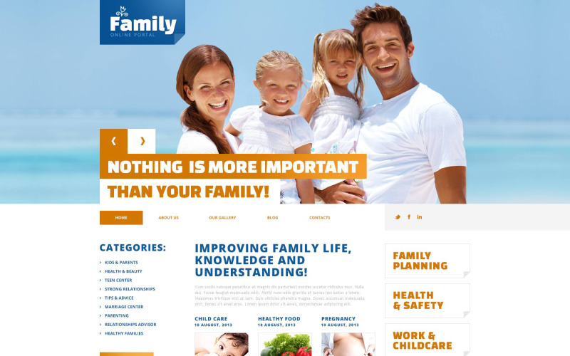 Gratis Happy Family WordPress-thema en websitesjabloon