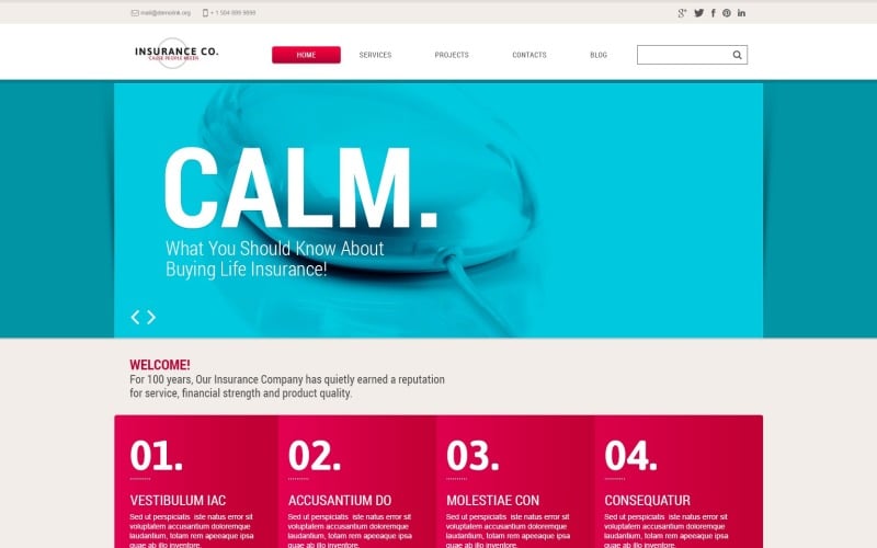 Gratis verzekering Responsive WordPress-thema en websitesjabloon