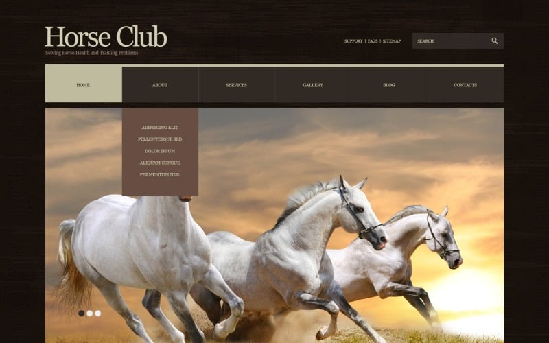 Layout e modelo de site gratuitos para cavalo responsivo