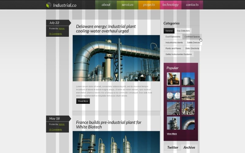 免费工业 WordPress 网站布局和模板