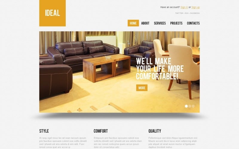 Modelo de site WordPress gratuito para design interno