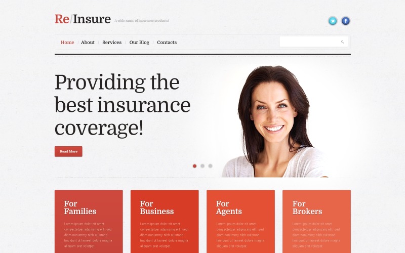 Tema e modelo de site WordPress de negócios de seguros grátis