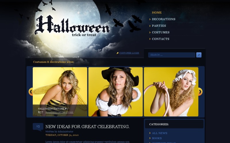Tema grátis de Halloween para WordPress e modelo de site