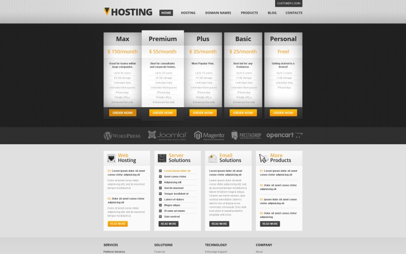 Zdarma hosting WordPress a šablona webových stránek