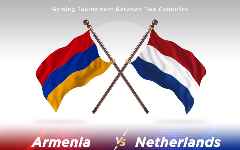 Armenia contra dos banderas de Holanda