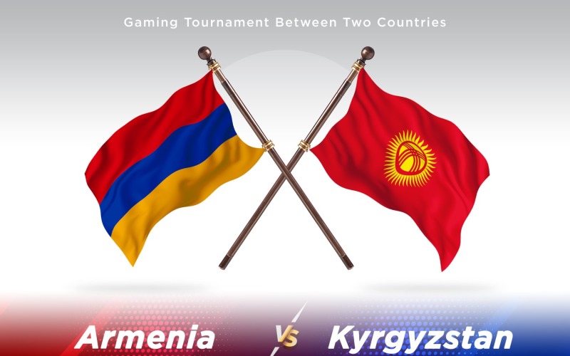 Armênia contra duas bandeiras do Quirguistão