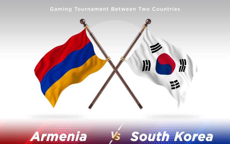 Armenia kontra Korea Południowa Dwie flagi.