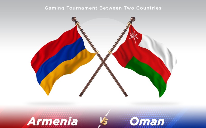 Armenien kontra Oman två flaggor