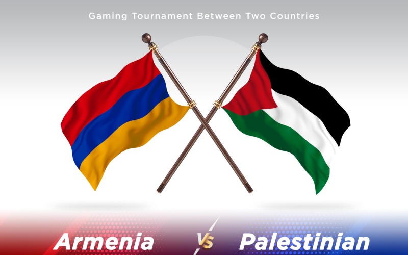 Armenien kontra palestinska två flaggor