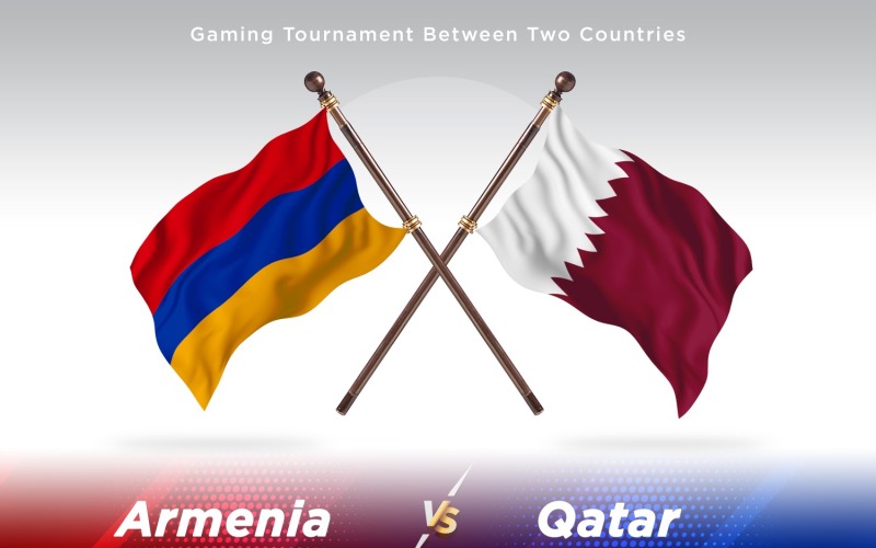 Armenien kontra Qatar två flaggor