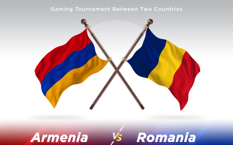 Armenien kontra Rumänien Två flaggor