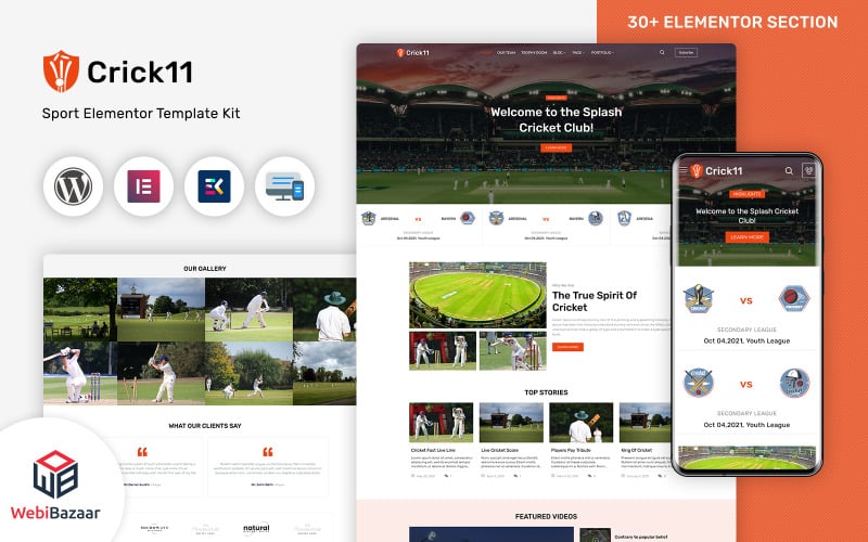 Crick11 - Thème WordPress Elementor pour clubs et événements sportifs
