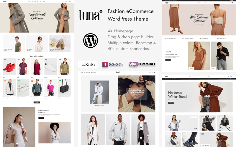 Luna - Tema de Elementor de WordPress para comercio electrónico de moda