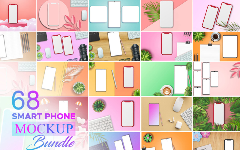 Pacchetto mockup smartphone, pacchetto mockup telefono cellulare, mockup schermo vuoto smartphone
