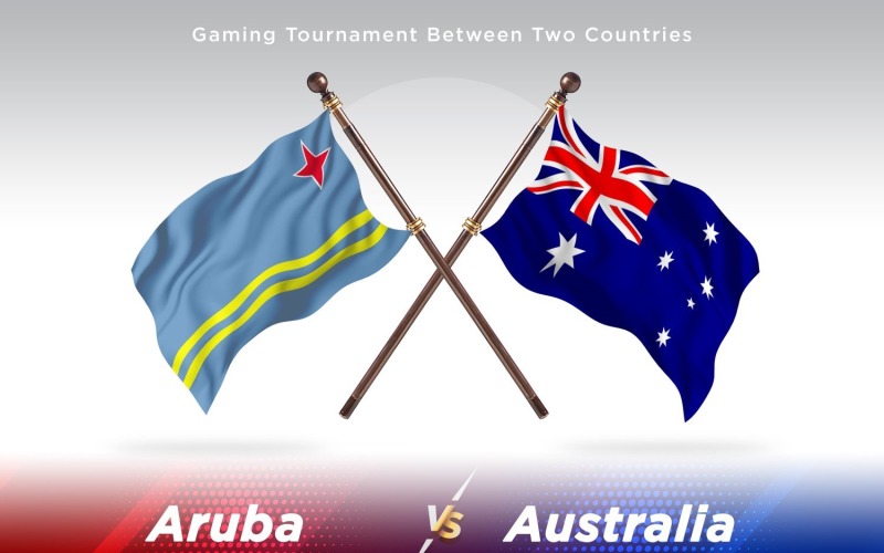 Aruba kontra Australien två flaggor.