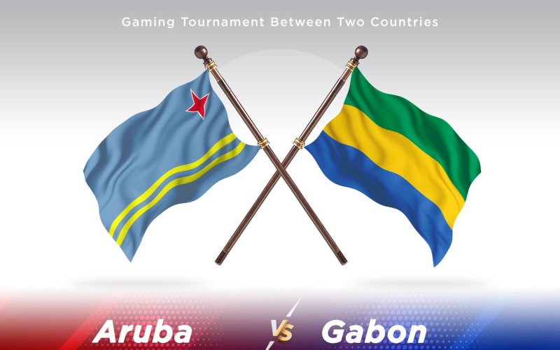 Aruba kontra Gabon två flaggor