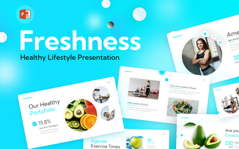 Freschezza Stile di vita sano Modello PowerPoint pulito