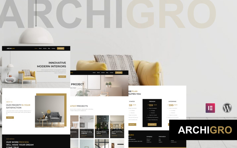 Archigro: un kit de plantillas de Elementor para sitios web de arquitectos e interiores