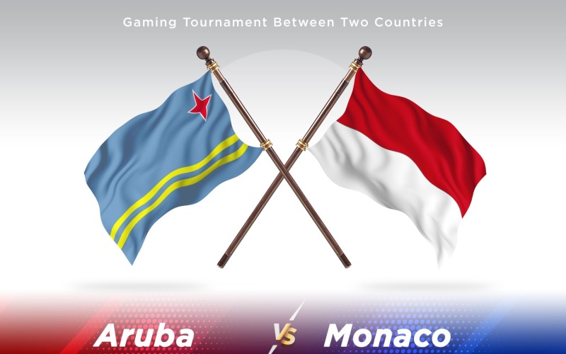 Aruba gegen Monaco zwei Flaggen.