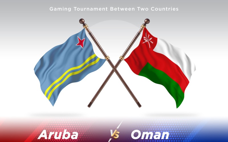 Aruba kontra Oman två flaggor