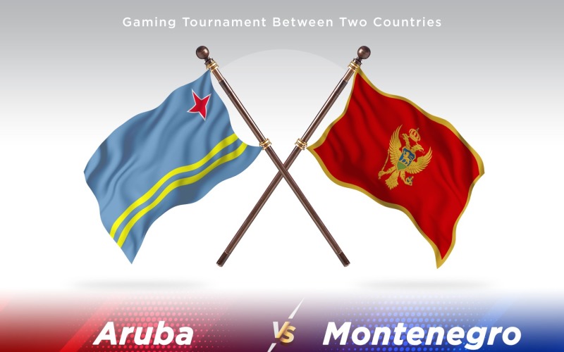 Duas bandeiras de Aruba contra Montenegro