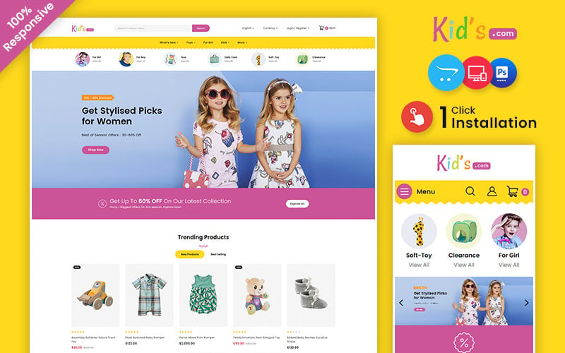 Kids Store – OpenCart-Vorlage für Mehrzweckladen für Kindermode und Spielzeug