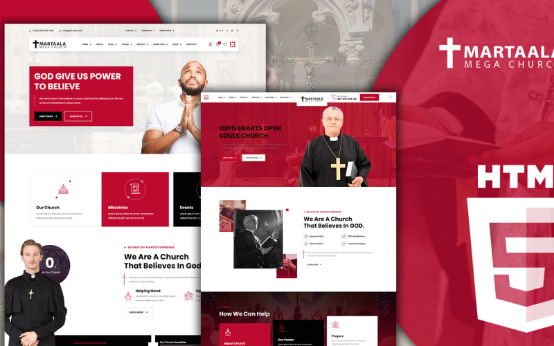 Шаблон веб-сайта церкви Мартала и некоммерческой организации в формате HTML5