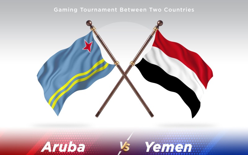 Aruba contre Yémen deux drapeaux