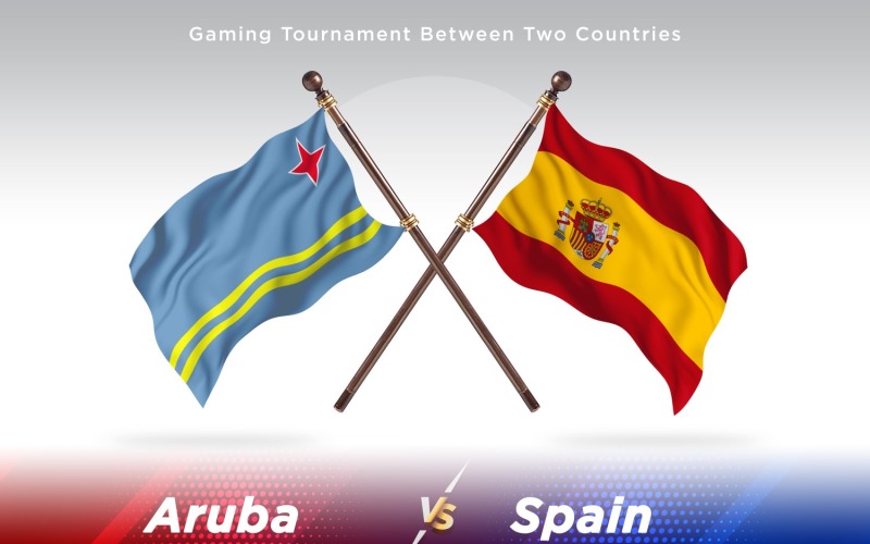 Aruba gegen Spanien Zwei Flaggen