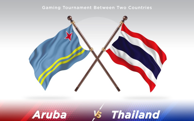 Aruba kontra Thailand två flaggor