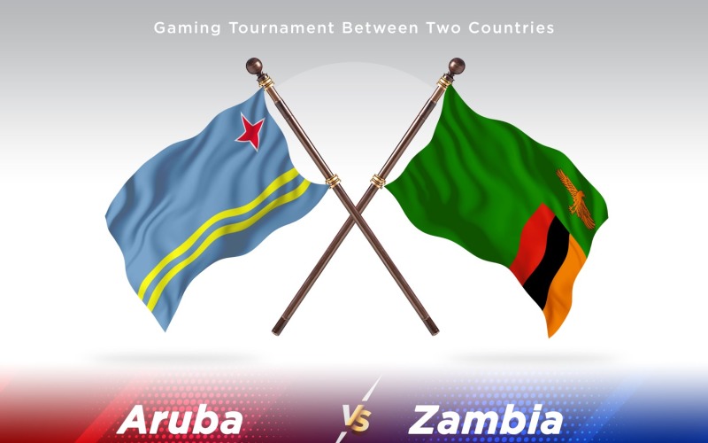 Aruba kontra Zambia två flaggor
