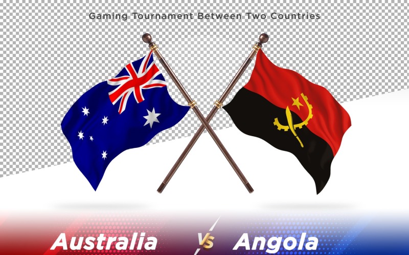Australien kontra Angola två flaggor