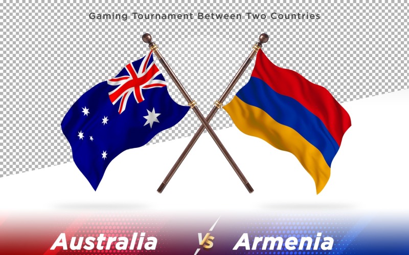 Australien kontra Armenien Två flaggor