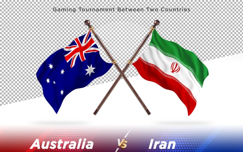 Austrálie versus Írán dvě vlajky