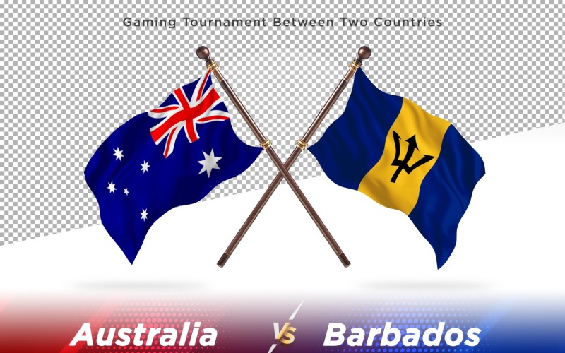 Australien kontra Barbados två flaggor
