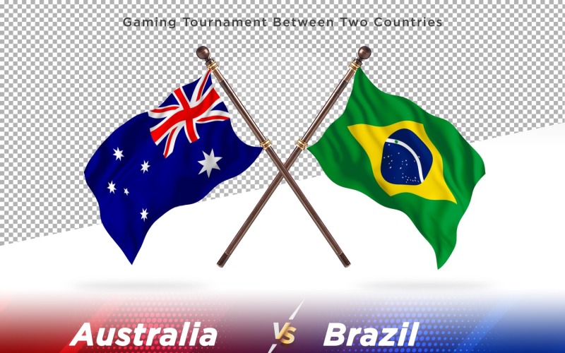 Australien kontra Brasilien två flaggor