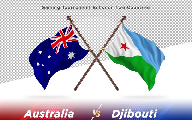 Australien kontra Djibouti två flaggor