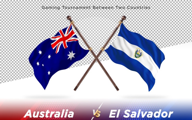 Australien kontra El Salvador två flaggor