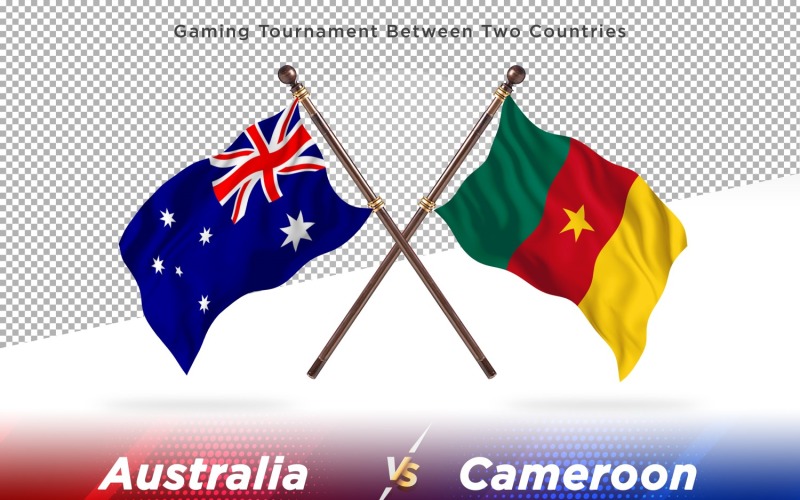 Australien kontra Kamerun två flaggor