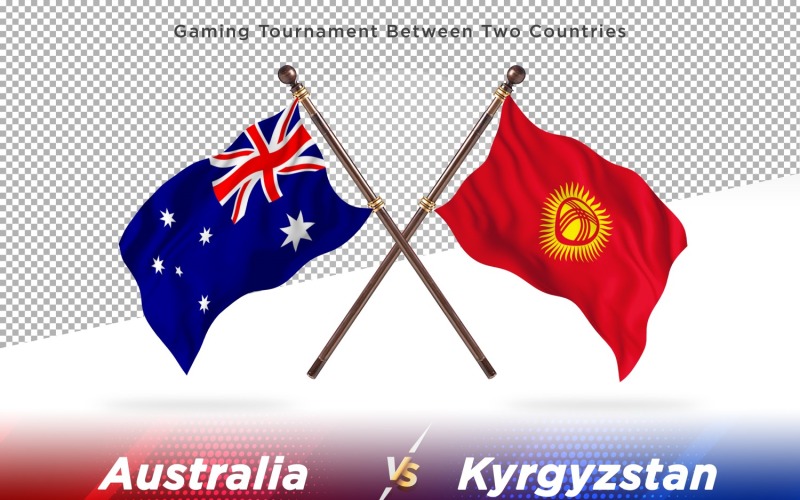 Australien kontra Kirgizistan Två flaggor
