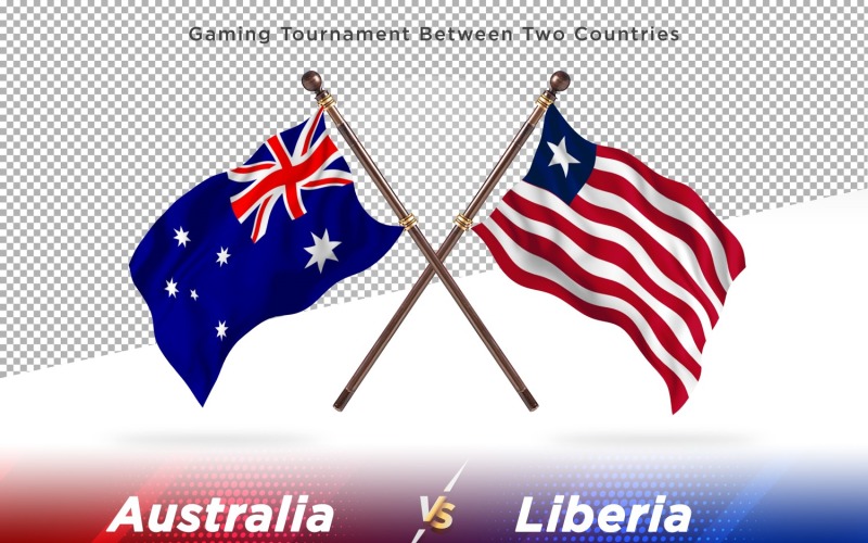 Australien kontra Liberia två flaggor