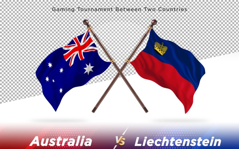 Australien kontra Liechtenstein två flaggor