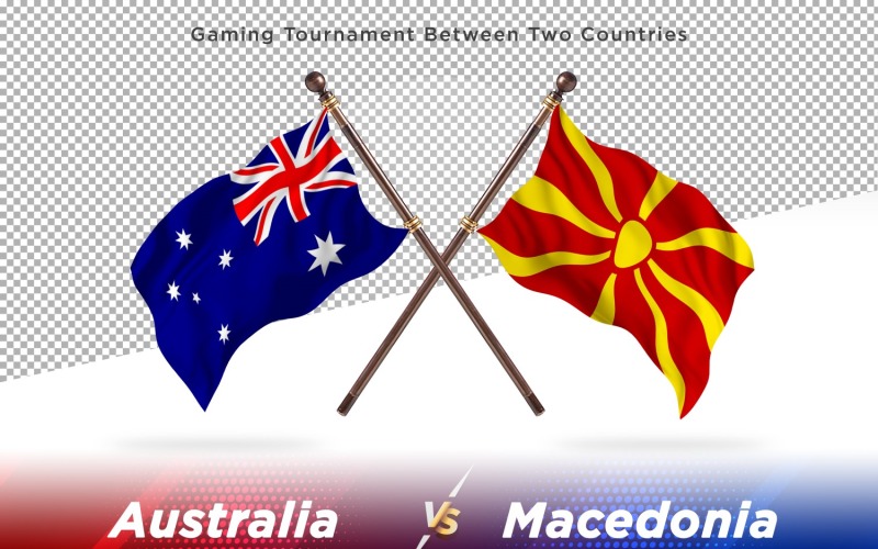 Australien kontra Makedonien två flaggor