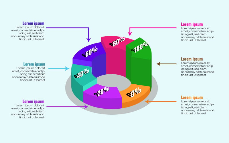 İzometrik 3d Pasta Grafik Infographics Tasarım Şablonu