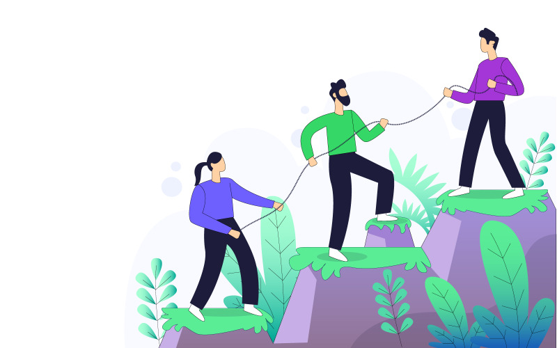 Lavoratore che si aiuta per il concetto dell'illustrazione del gruppo di affari Vector