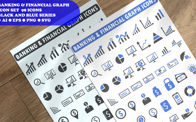 Set di icone grafico bancario e finanziario Template