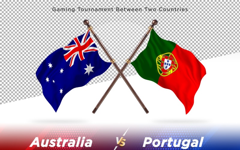 Australien kontra Portugal två flaggor
