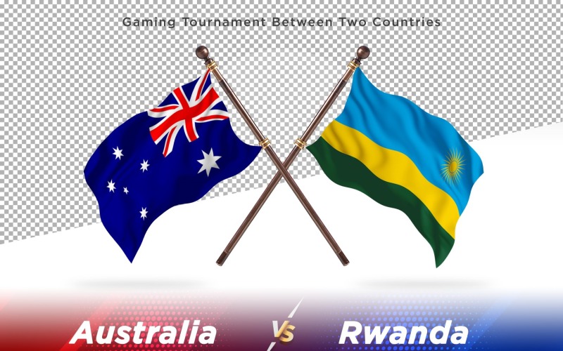 Australien kontra Rwanda två flaggor